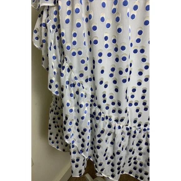 Lilly Pulitzer Madelina Dress Large Bennet Blue Polka Dot Ruffle Summer Flirty - Picture 7 of 16
